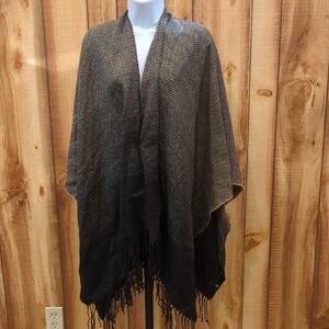 Modcloth Chic Black and Brown Fringe Shawl